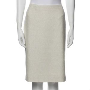 Lafayette 148 ivory metallic tweed pencil skirt knee length high waisted